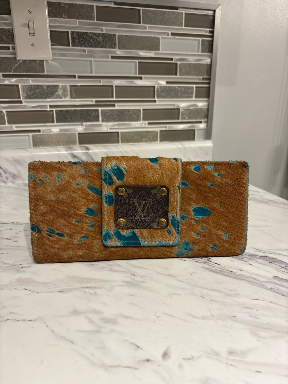 Calf Hair Wallet Cow Hide leather western up-cycled long style wallet